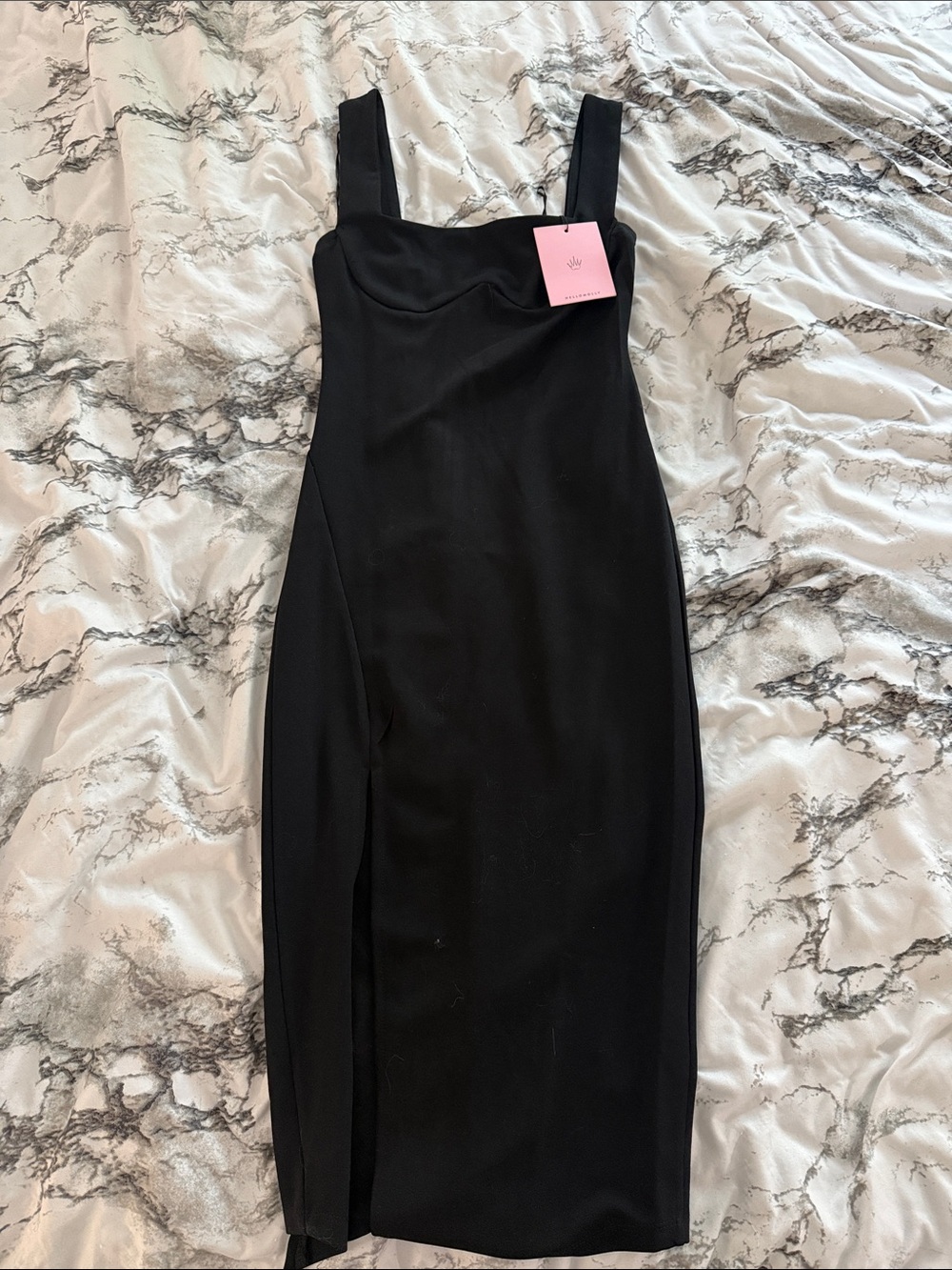Hello Molly Black Square-Neck Midi Dress